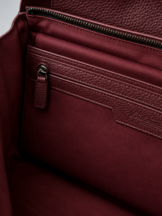 LEATHER MESSENGER BAG BURGUNDY