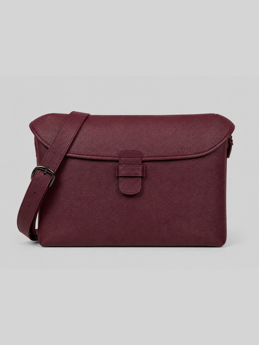 LEATHER MESSENGER BAG BURGUNDY