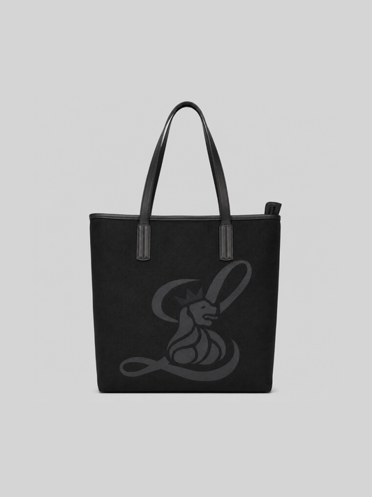 CANVAS LION SHOPPER - BLACK