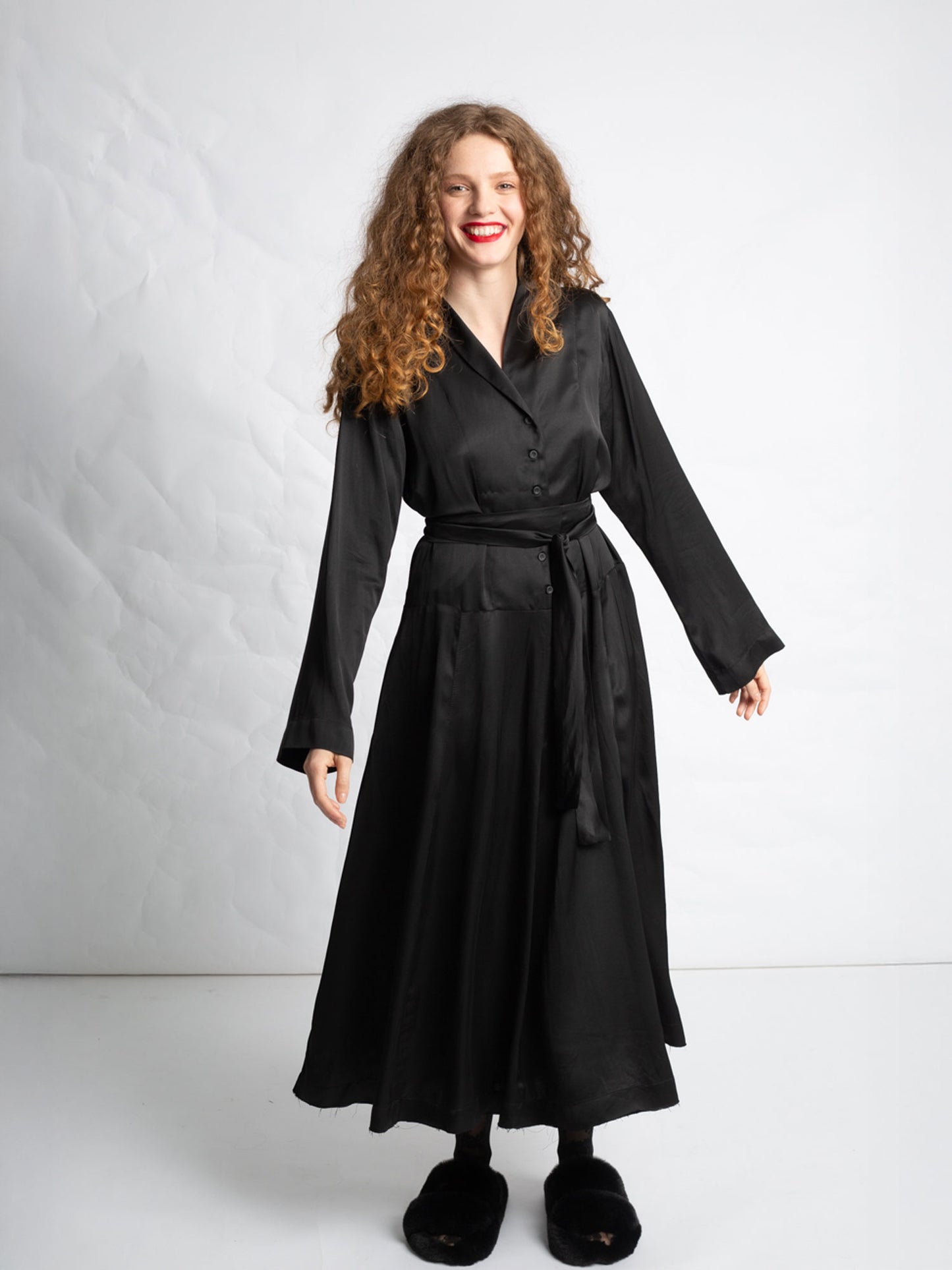ROBE DRESS A-LINE BLACK