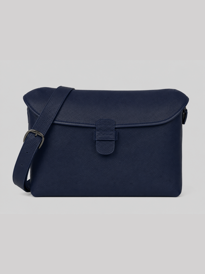 SAC MESSAGER EN CUIR BLEU MARINE 
