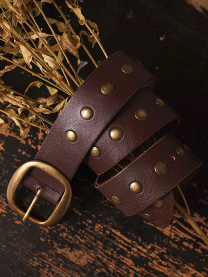 REVOLVER BELT STUDDS BROWN