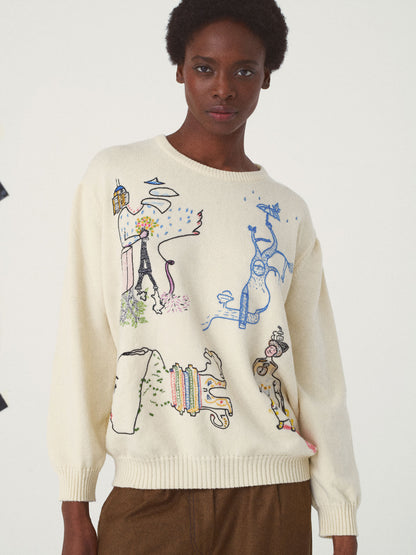 JOLLY CMERE KNIT ARTWORK OFF WHITE/ MULTI