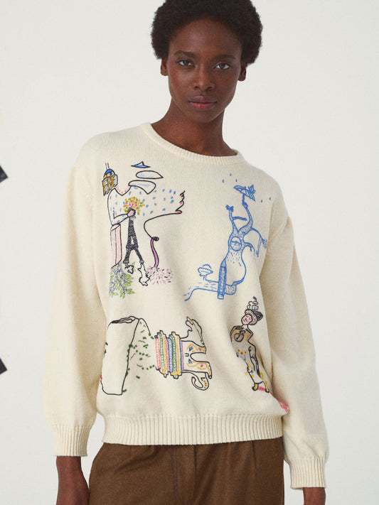 JOLLY CMERE KNIT ARTWORK OFF WHITE/ MULTI