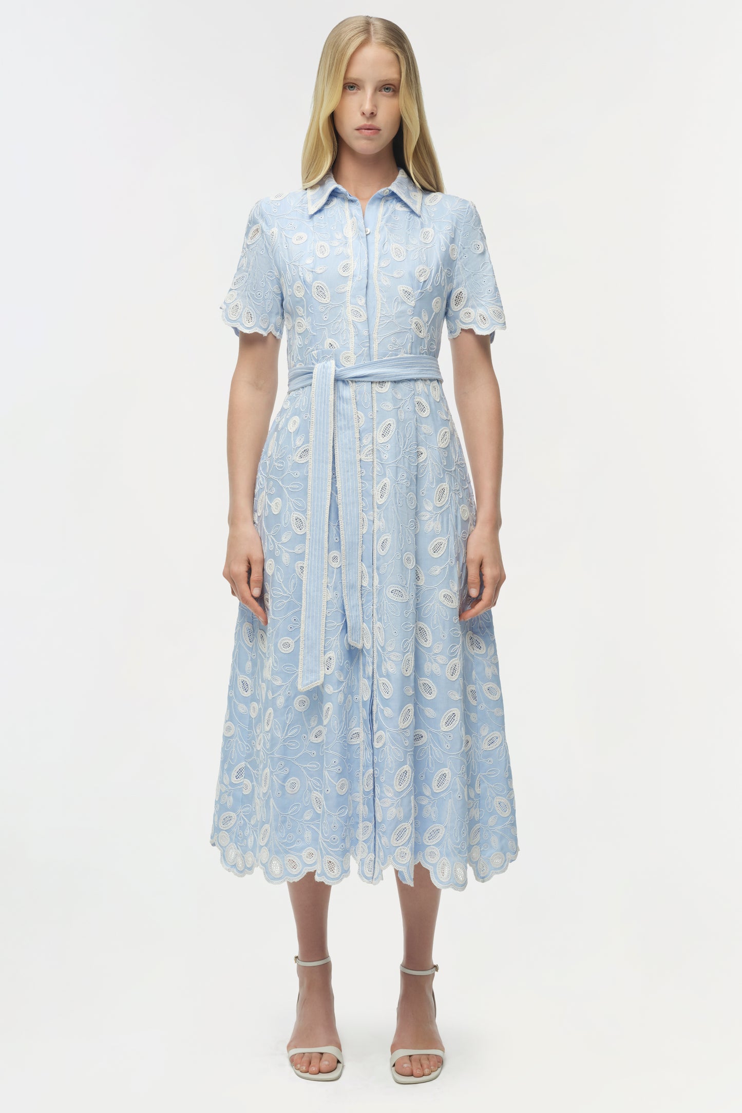 AUDRIA MIDI FLORAL DRESS LT BLUE/ WHITE