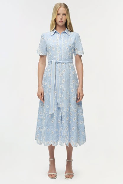 AUDRIA MIDI FLORAL DRESS LT BLUE/ WHITE