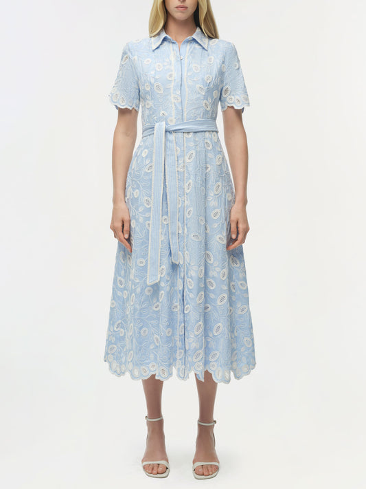 AUDRIA MIDI FLORAL DRESS LT BLUE/ WHITE