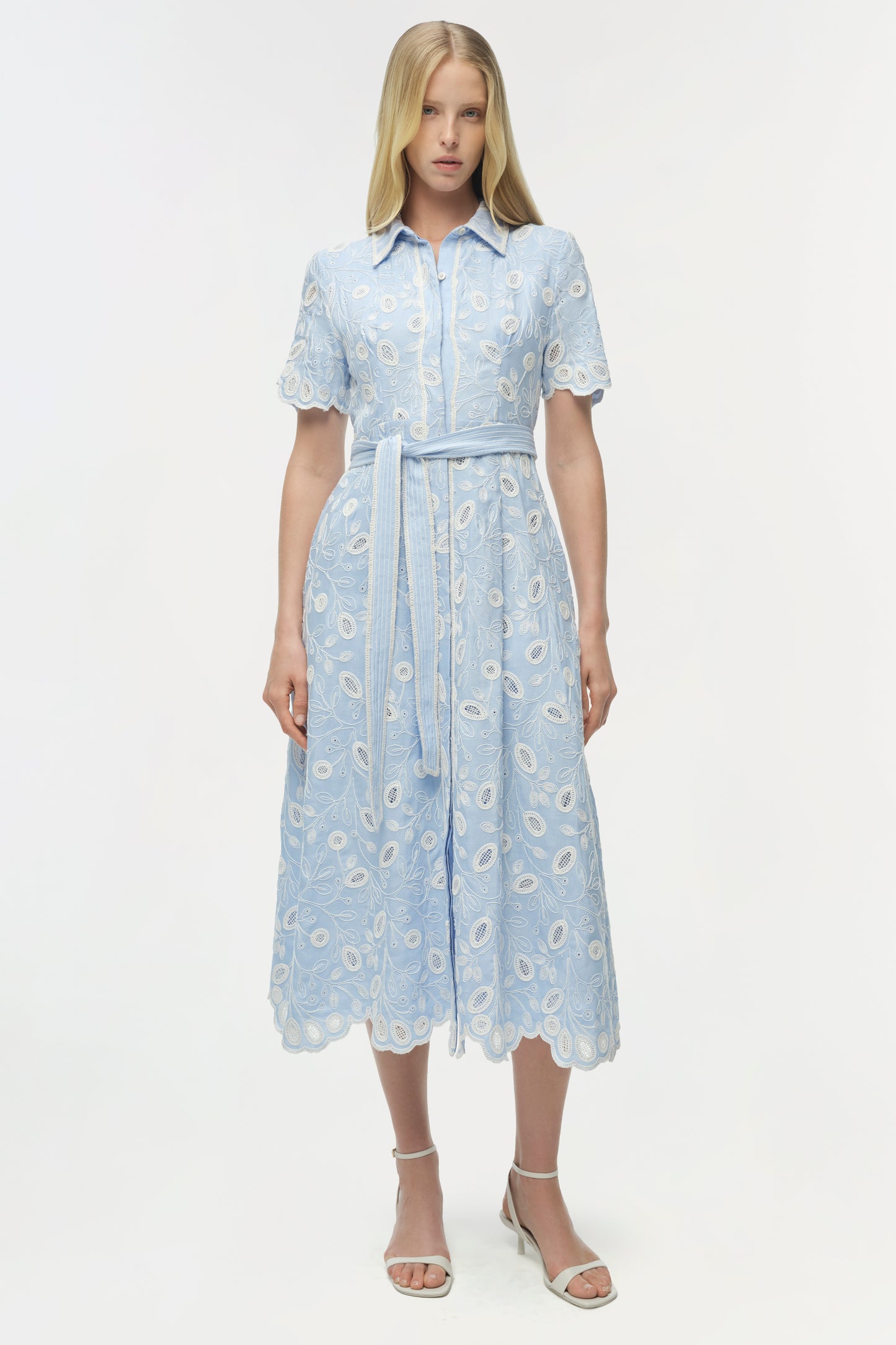 AUDRIA MIDI FLORAL DRESS LT BLUE/ WHITE