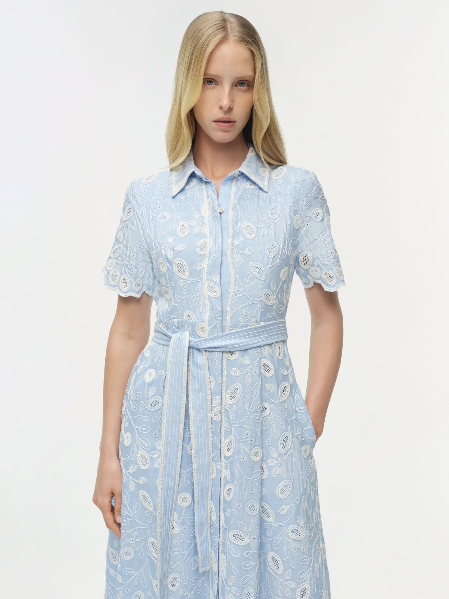 AUDRIA MIDI FLORAL DRESS LT BLUE/ WHITE