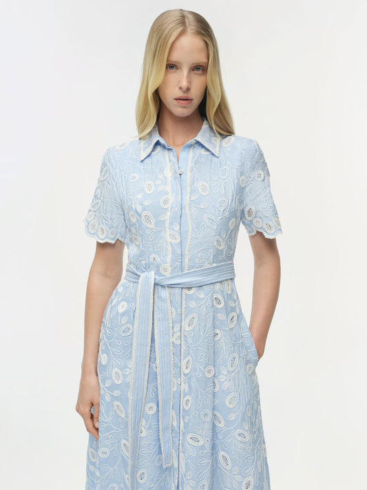 AUDRIA MIDI FLORAL DRESS LT BLUE/ WHITE