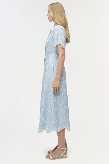 AUDRIA MIDI FLORAL DRESS LT BLUE/ WHITE