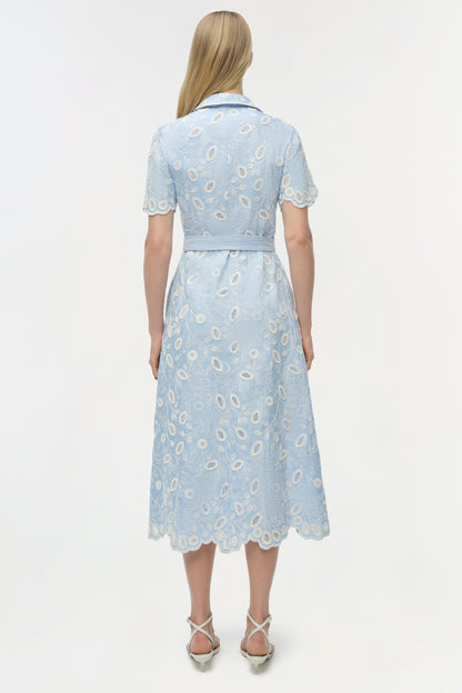 AUDRIA MIDI FLORAL DRESS LT BLUE/ WHITE