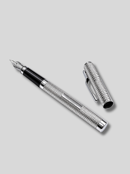 Mayfair 925 Sterling Silver Fountain Pen - Hand Engine-Turned Barleycorn Guilloché
