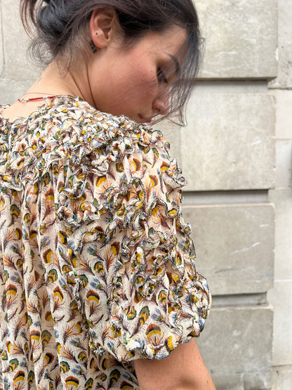 ISOLDA SILK SS BLOUSE SWAN