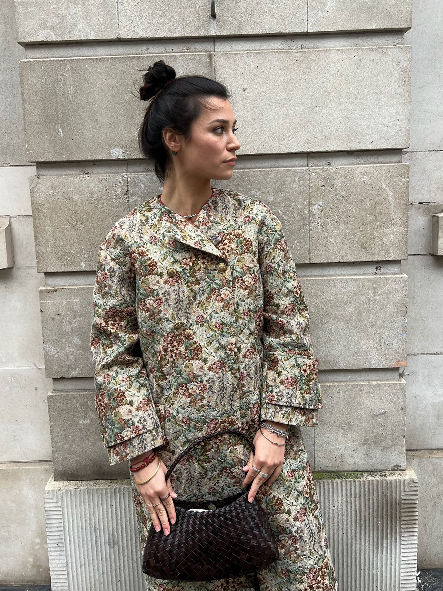 RIDOX DB JAQUARD COAT BROWN MULTI