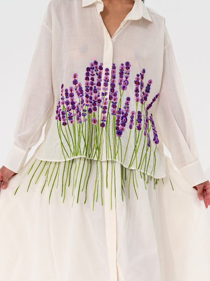 JUPE MONA LAVANDE BLANC CASSE