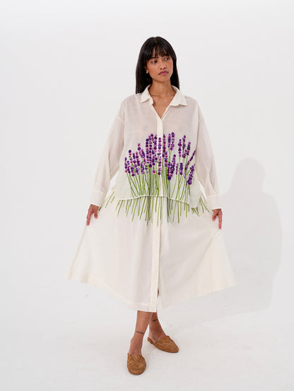 JUPE MONA LAVANDE BLANC CASSE