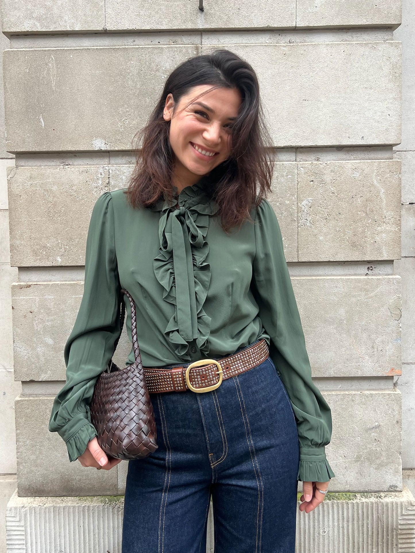 CATROUX SILK BLOUSE CYPRESS