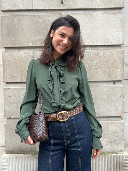 CATROUX SILK BLOUSE CYPRESS