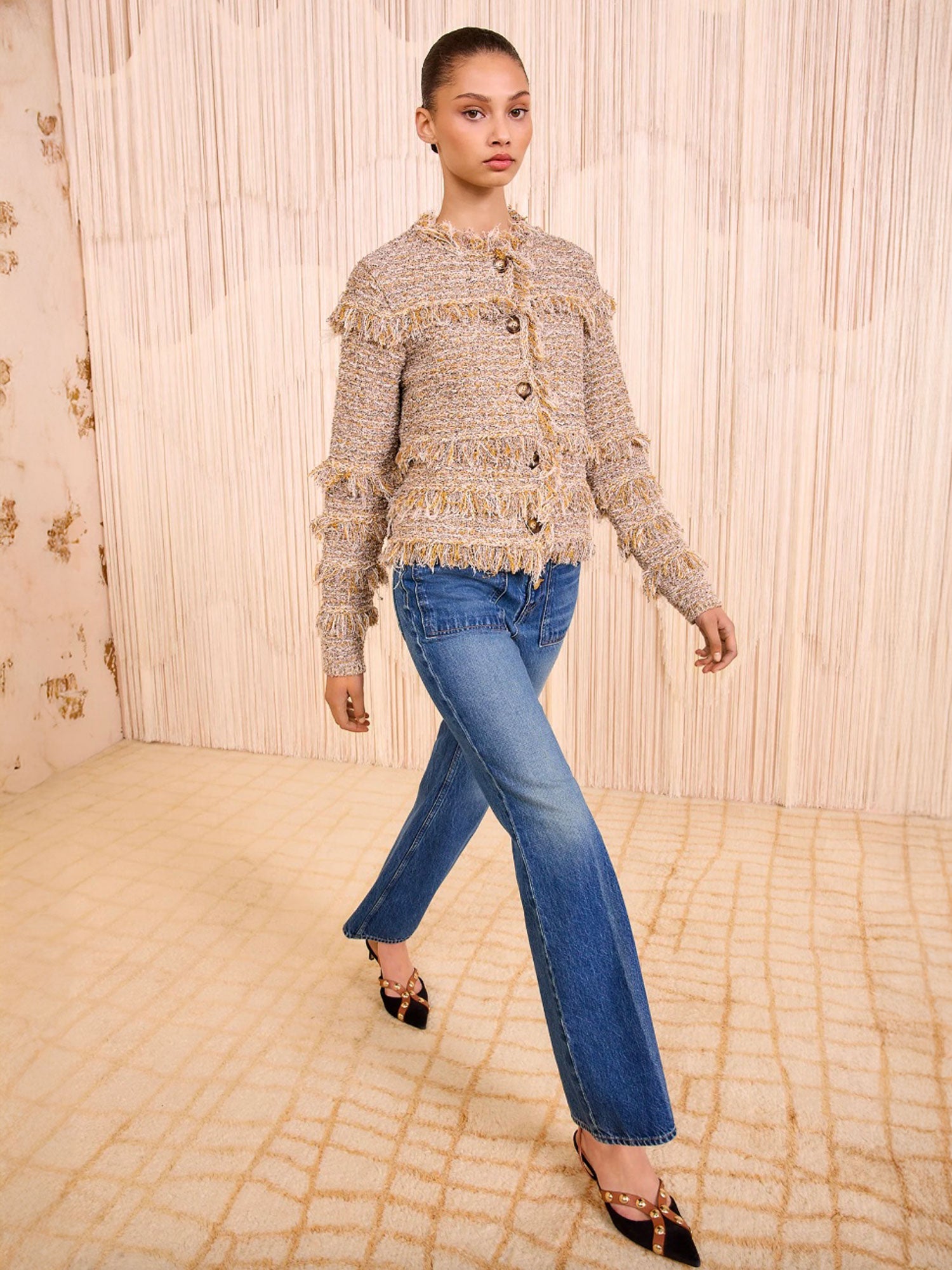 トップス elu Aurora blouse 2Way - tweed beige elu Aurora blouse 2Way - tweed beige 【公式通販】