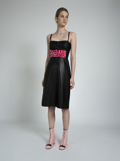 ELIZA LEATHER DRESS BLACK