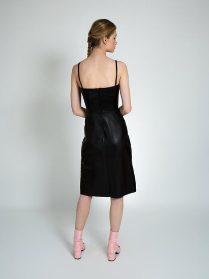 ELIZA LEATHER DRESS BLACK