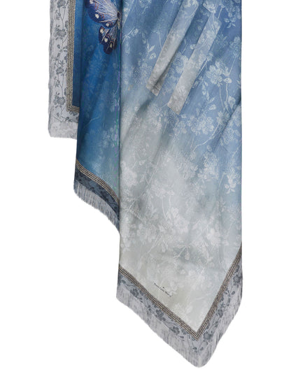 ALOE SILK SCARF FLORAL BLUE