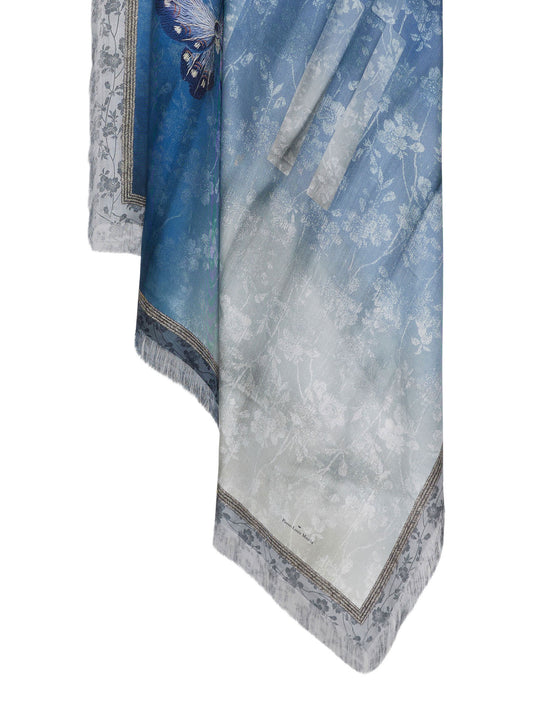 ALOE SILK SCARF FLORAL BLUE