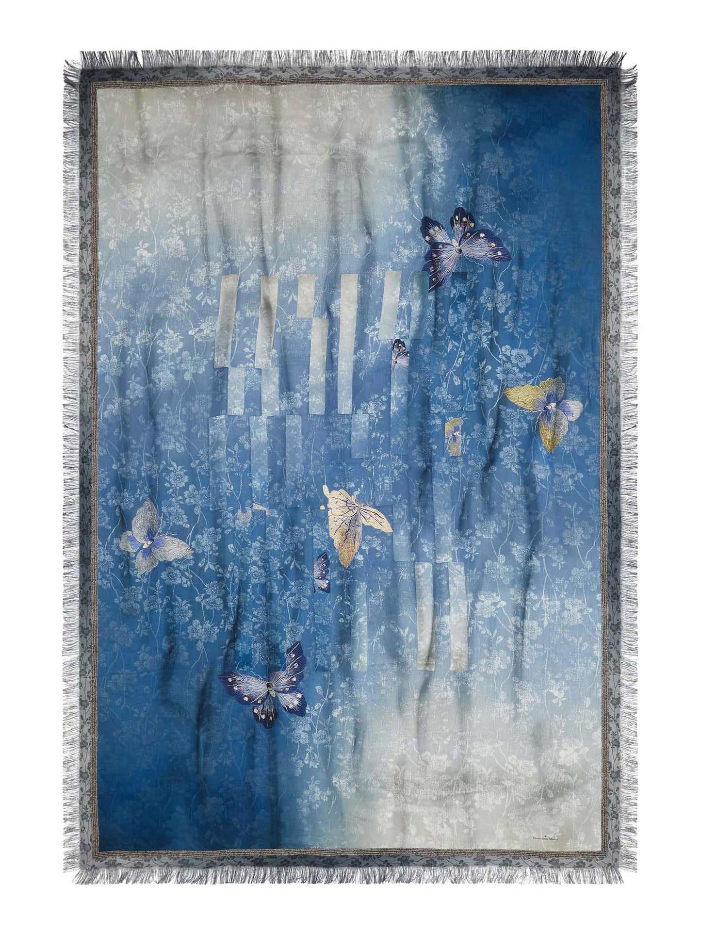 ALOE SILK SCARF FLORAL BLUE