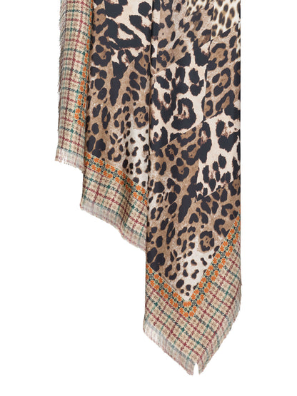 ALOEUW SILK SCARF ABSTRUCT LEOPARD