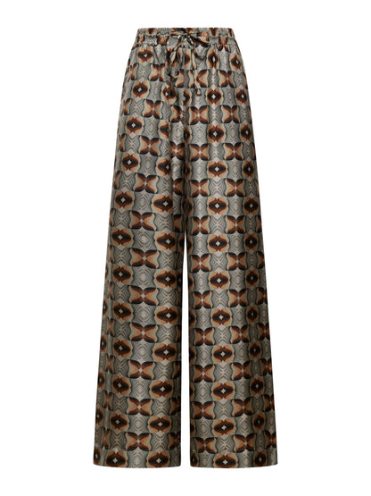 ALOE ABSTRUCT PRINT PANTS GREY BROWN