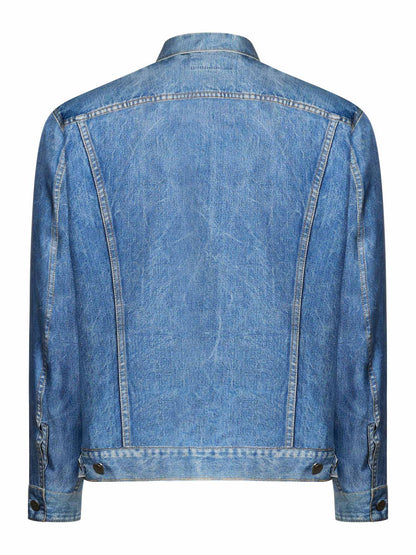 ALOES SILK JACKET DENIM PRINT BLUE
