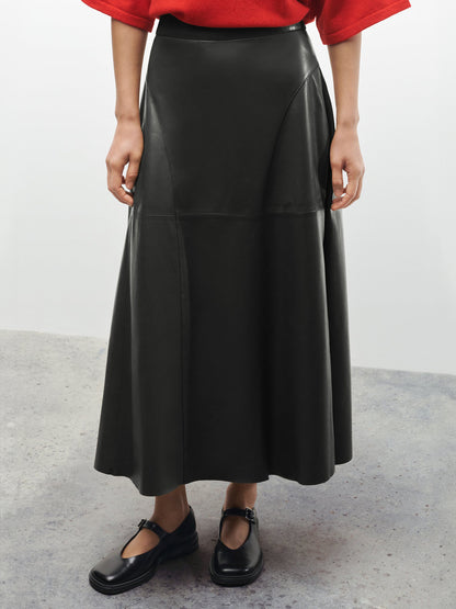 INDRINA LEATHER SKIRT BLACK