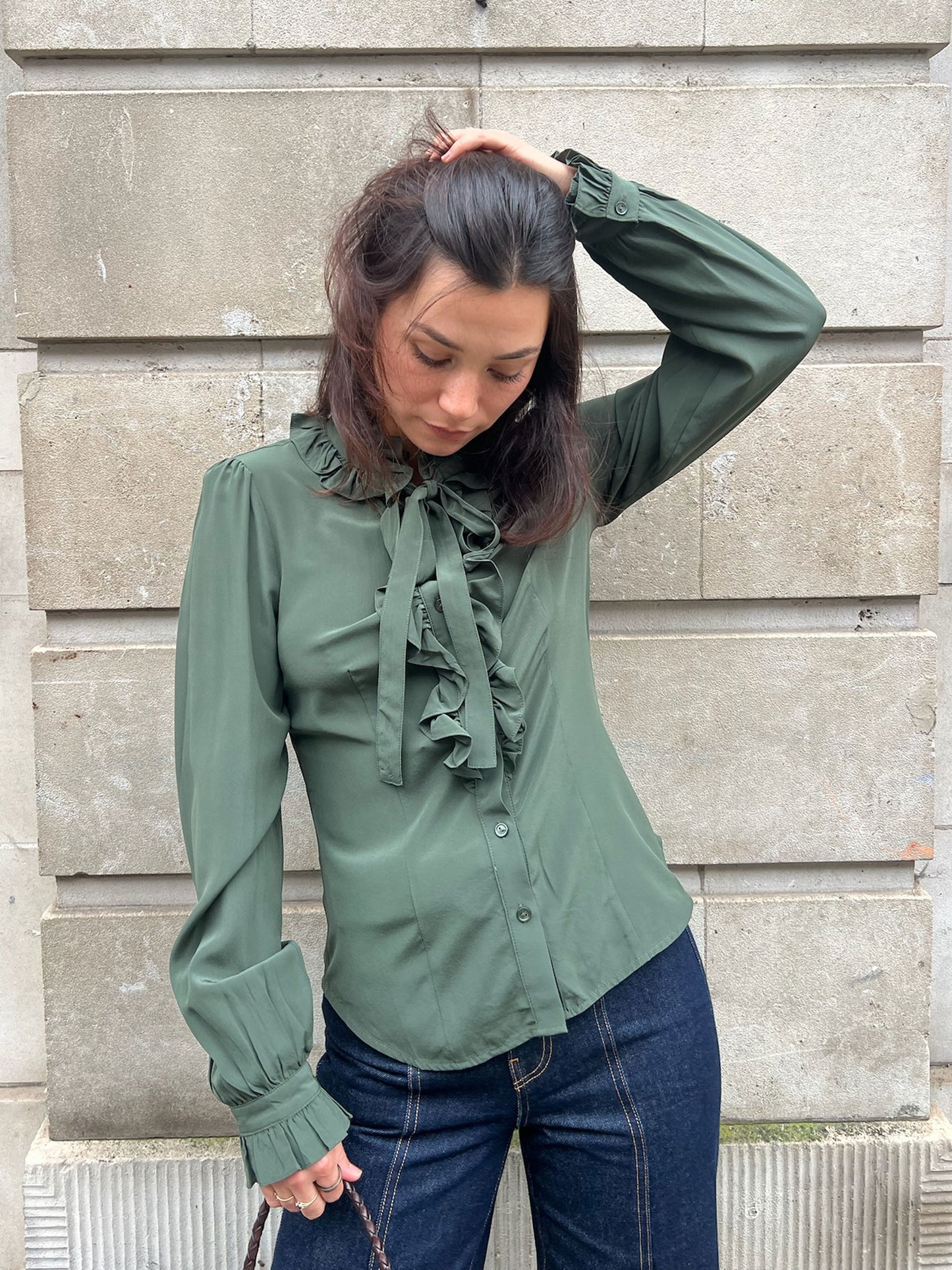 CATROUX SILK BLOUSE CYPRESS