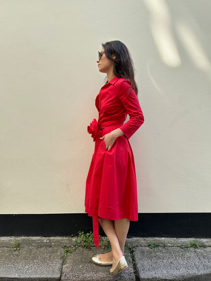 21-MED SHIRT DRESS RED RED