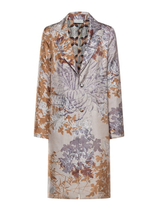 CIALDAS TAILORED COAT FLORAL BROWN MULTI