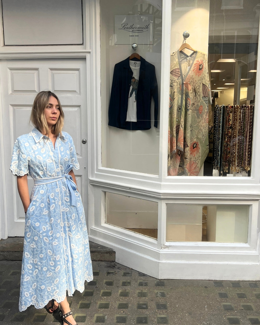 AUDRIA MIDI FLORAL DRESS LT BLUE/ WHITE