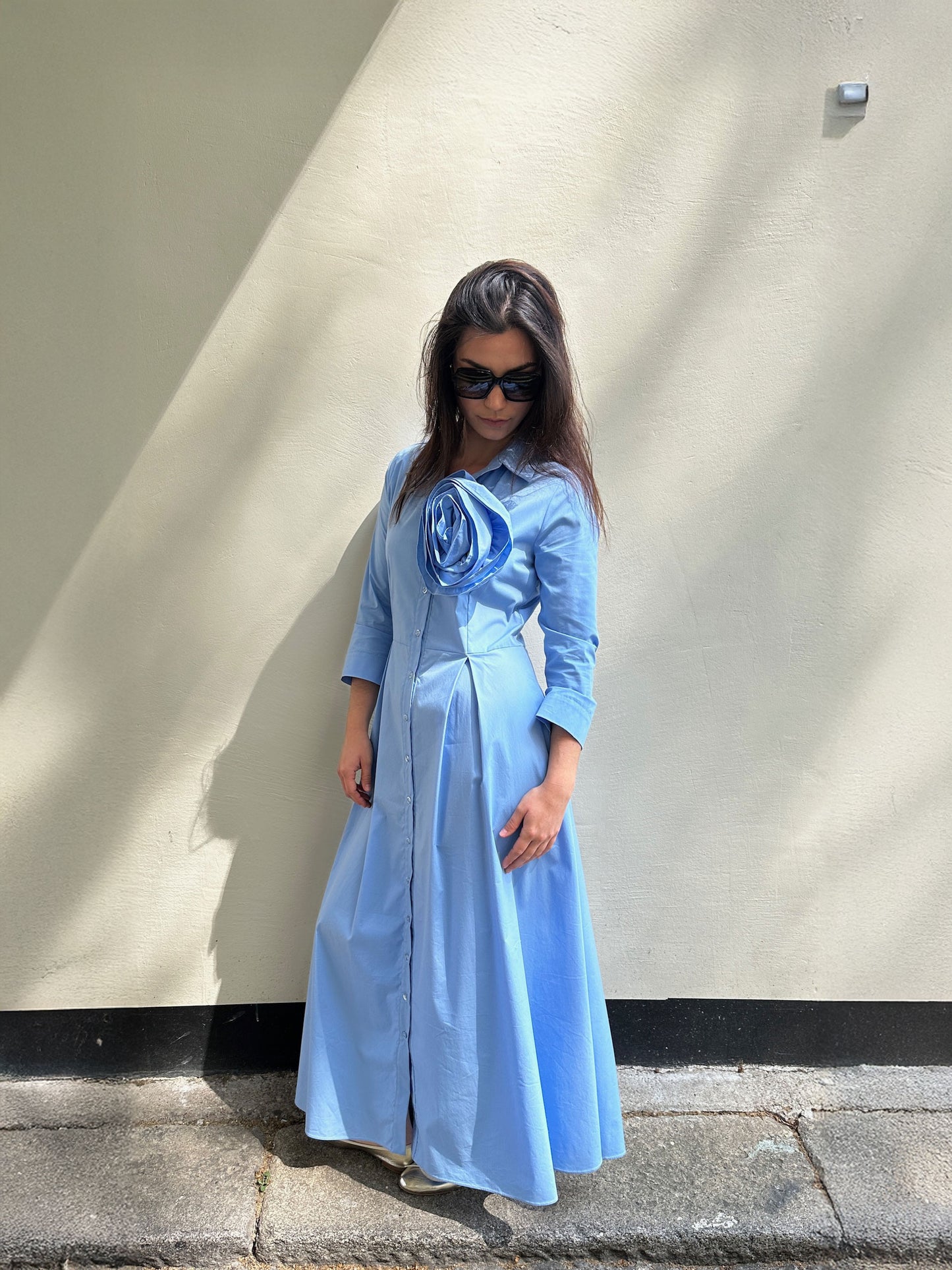 21-MED SHIRT DRESS BLUE BLUE