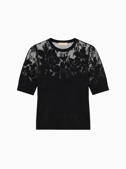 ELLA SS BLACK LACE KNIT BLACK