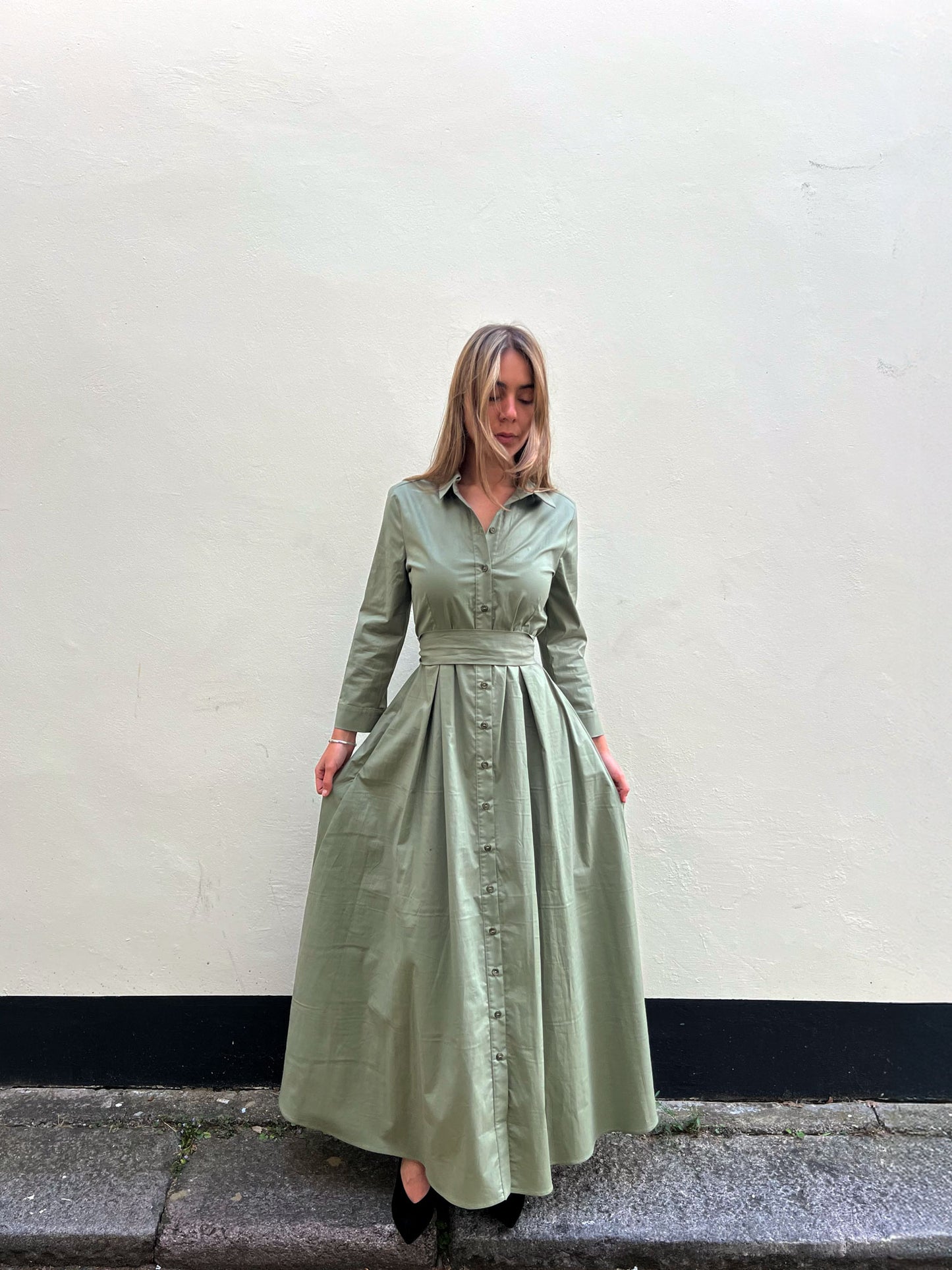 31-LONG SHIRT DRESS KHAKI KHAKI