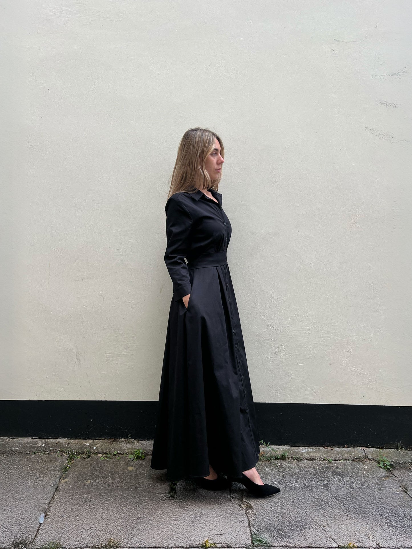 31-LONG SHIRT DRESS BLK BLACK