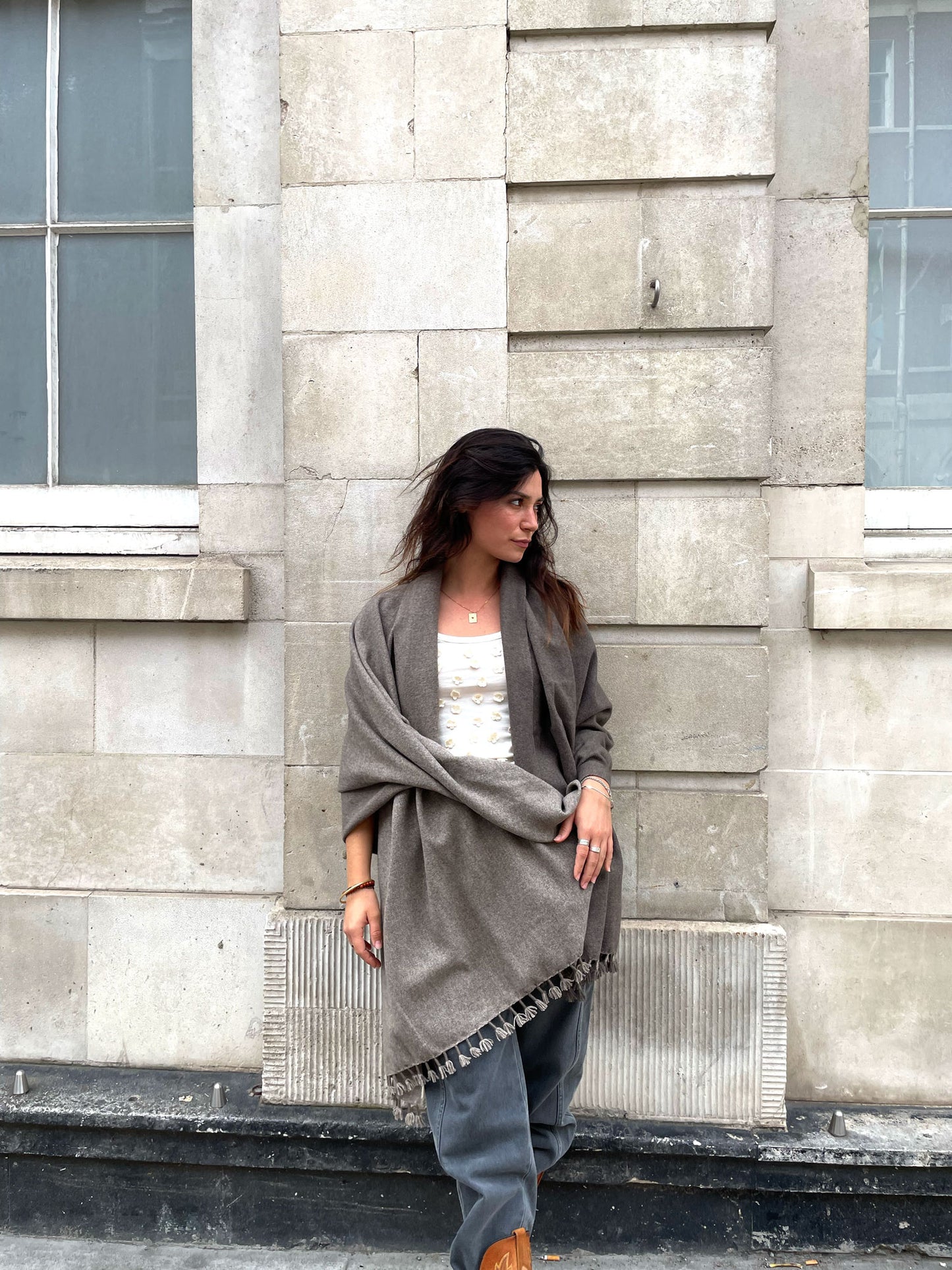 OMBREY THROW SCARF TAUPE