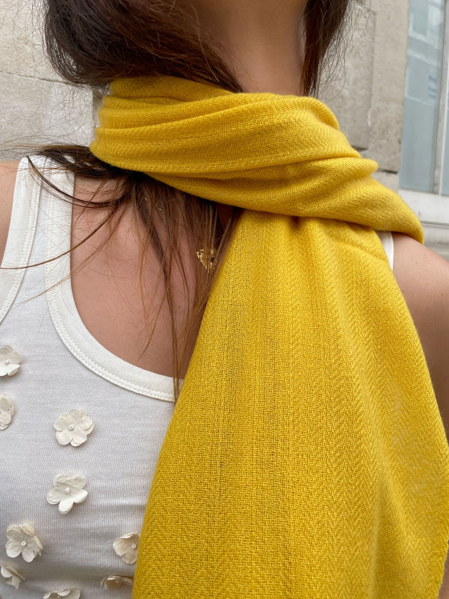 HB CASHMERE SCARF LEMON