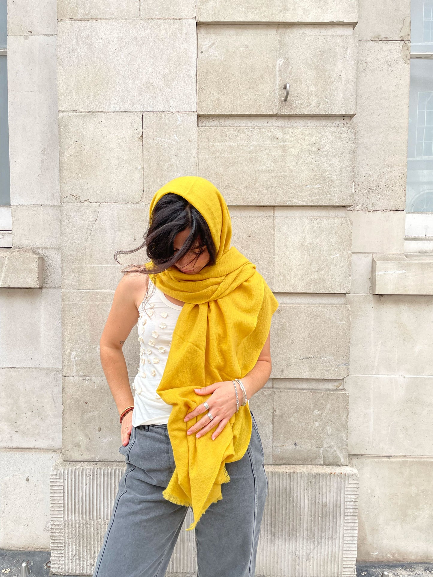 HB CASHMERE SCARF LEMON