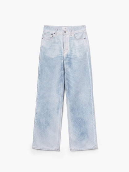 Light blue jeans on a white background