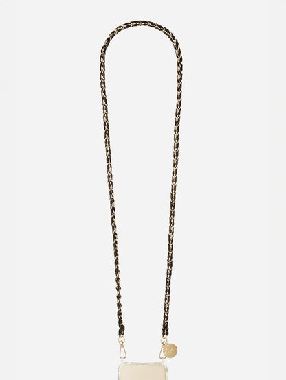 CHAÎNE DE TÉLÉPHONE LOU NOIR OR 