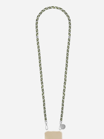 SONA PHONE CHAIN VELOURS KHAKI SILVER - 120CM