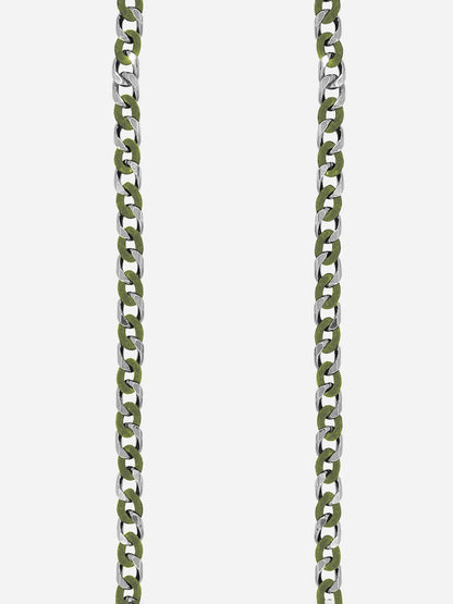 SONA PHONE CHAIN VELOURS KHAKI SILVER - 120CM