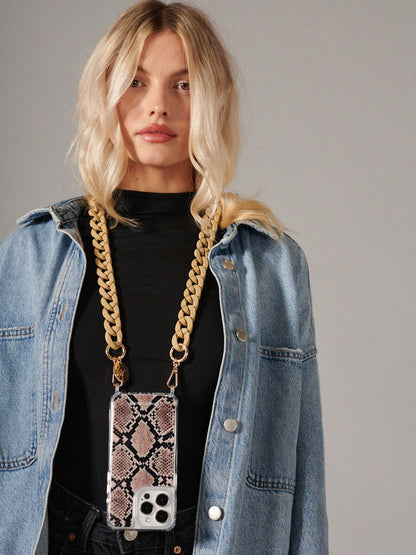 SARAH PHONE CHAIN MATTE BEIGE - 120CM