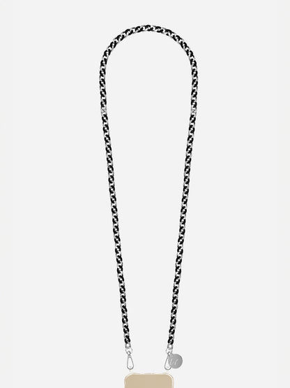 SONA VELVET PHONE CHAIN BLACK SILVER - 120CM